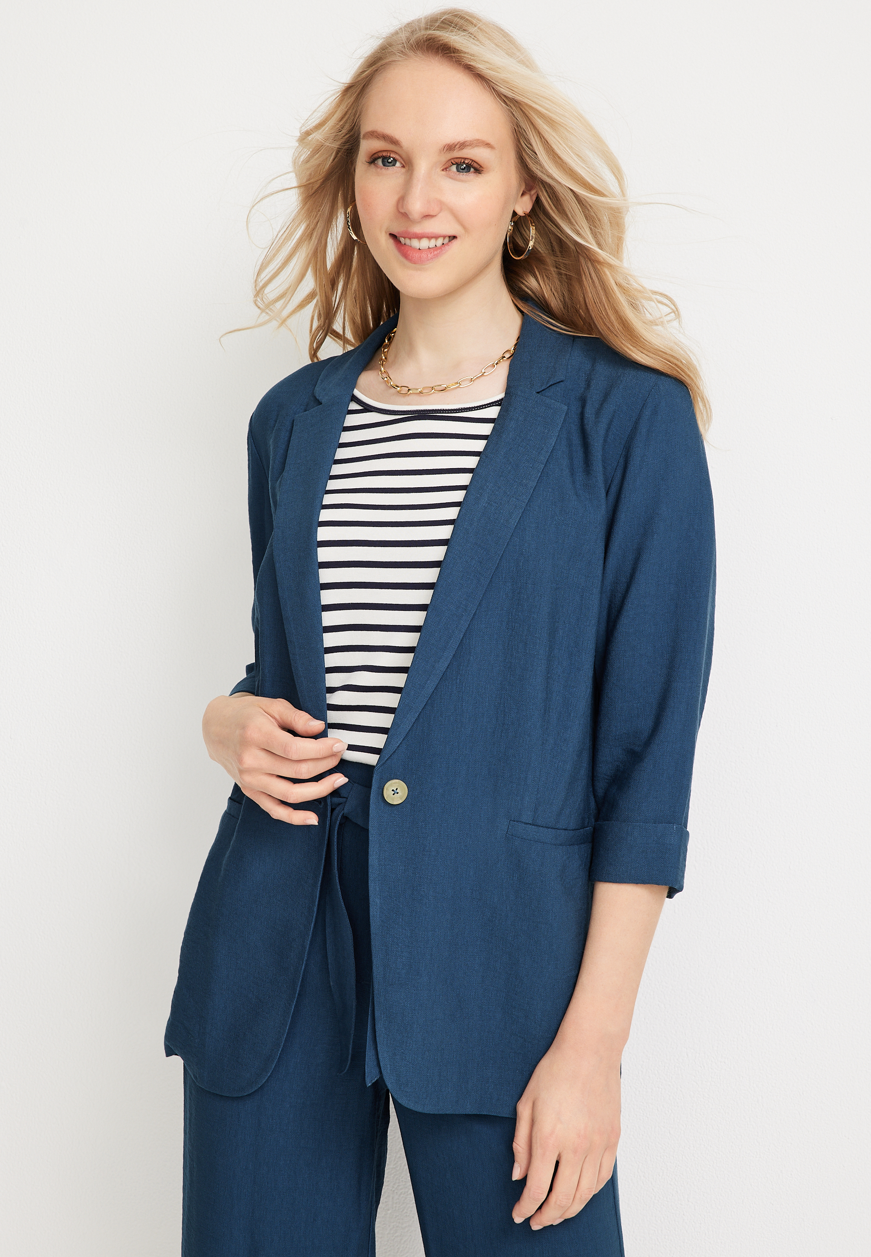 Blazer En Jean Olive Maurices - Taille L - Style Militaire - Boutonné - Occasion Très Bon état