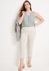 Plus Size Madison Polka Dot Half Button Down Tank Top, C8241, small