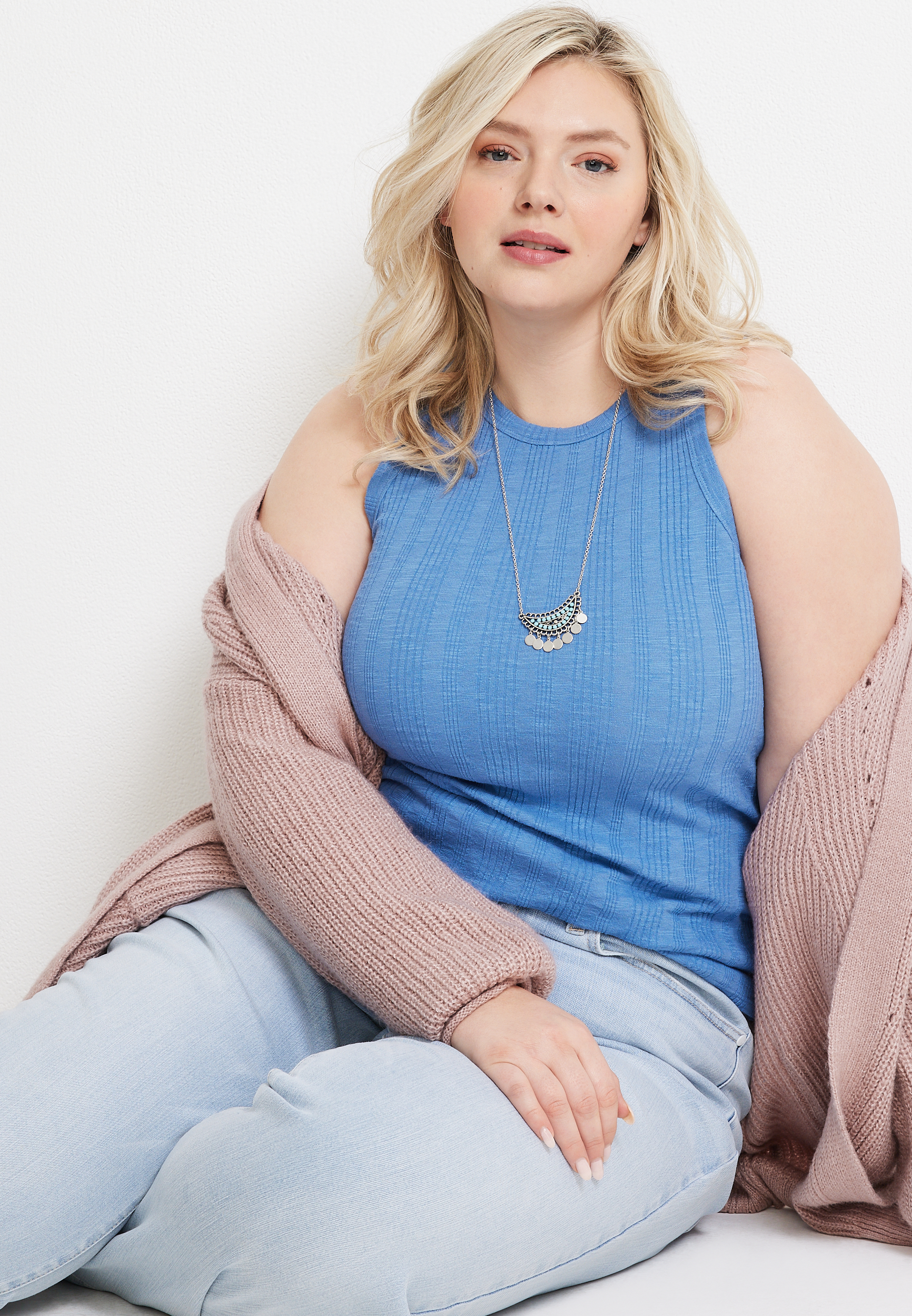 Plus Size Highline Solid Ribbed Tank Top, , large