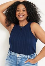 Plus Size Highline Solid Ribbed Tank Top, C1919, small