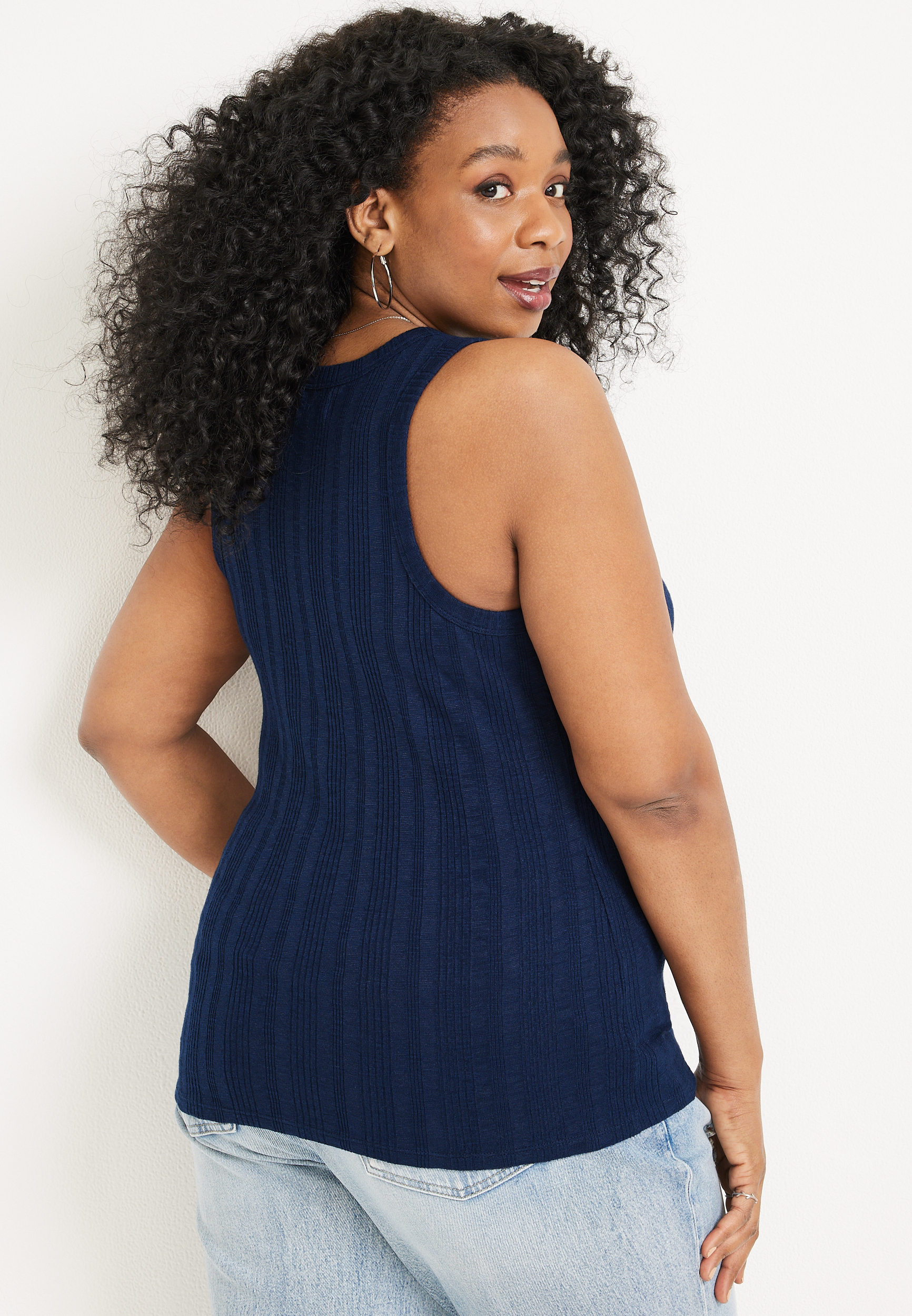 Plus Size Highline Solid Ribbed Tank Top, C1919, large