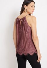 Lace Halter Neck Tank Top, C3215, small