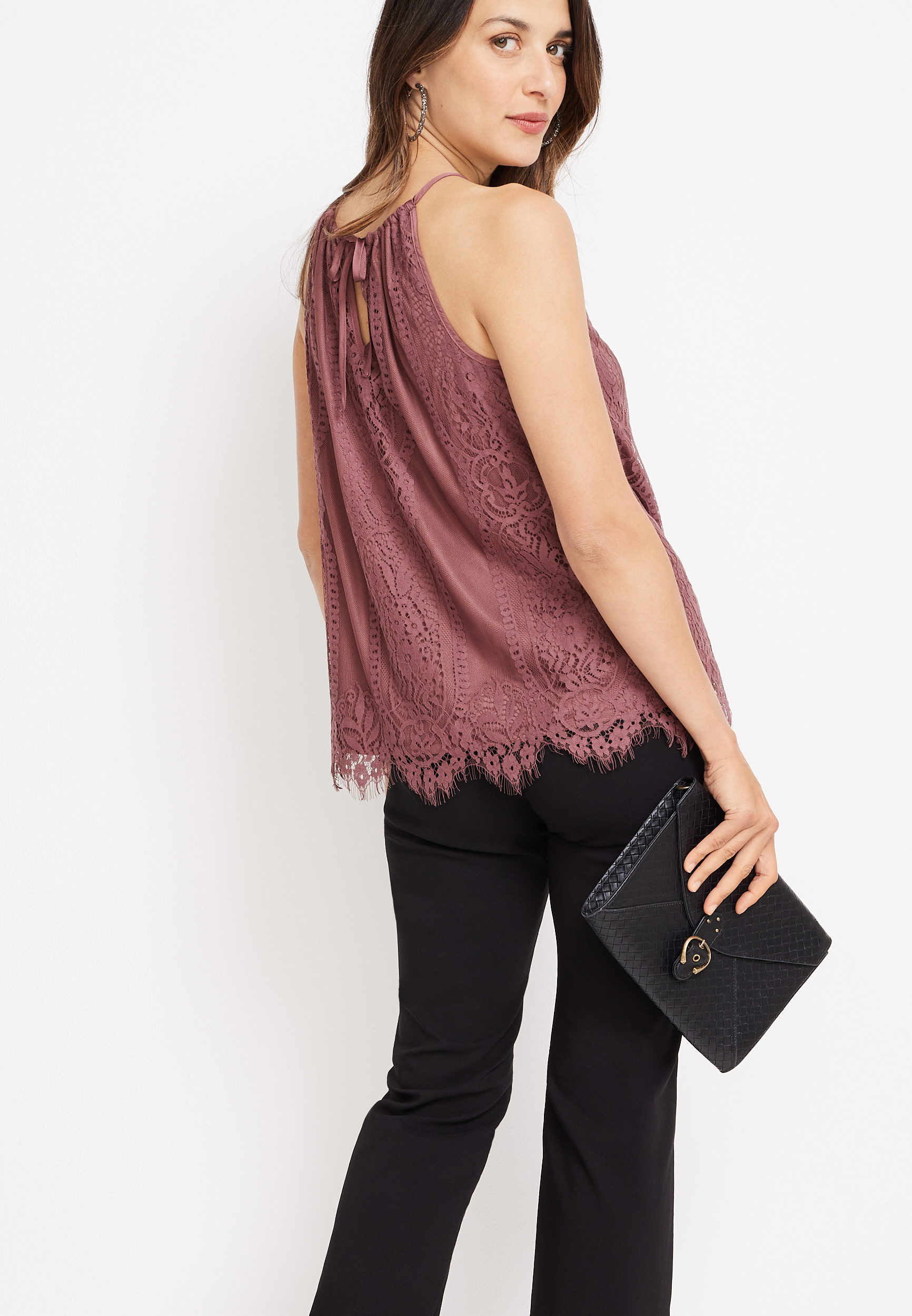 Lace Halter Neck Tank Top, C3215, large