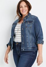 Plus Size Denim Jacket, C258, small