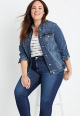 Plus Size Denim Jacket, C258, small