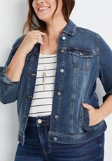 Plus Size Denim Jacket, C258, small
