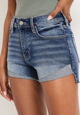KanCan&trade; High Rise 3.5in High Low Hem Short, DARK SANDBLAST, small
