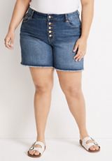 Plus Size m jeans by maurices&trade; High Rise Button Fly 6in Short, MEDIUM SANDBLAST, small