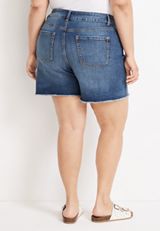 Plus Size m jeans by maurices&trade; High Rise Button Fly 6in Short, MEDIUM SANDBLAST, small