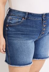 Plus Size m jeans by maurices&trade; High Rise Button Fly 6in Short, MEDIUM SANDBLAST, small