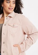 Plus Size Soft Pink Denim Jacket, , small