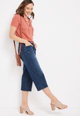 m jeans by maurices&trade; Wide Leg Mid Rise Cropped Jean, DARK SANDBLAST, small