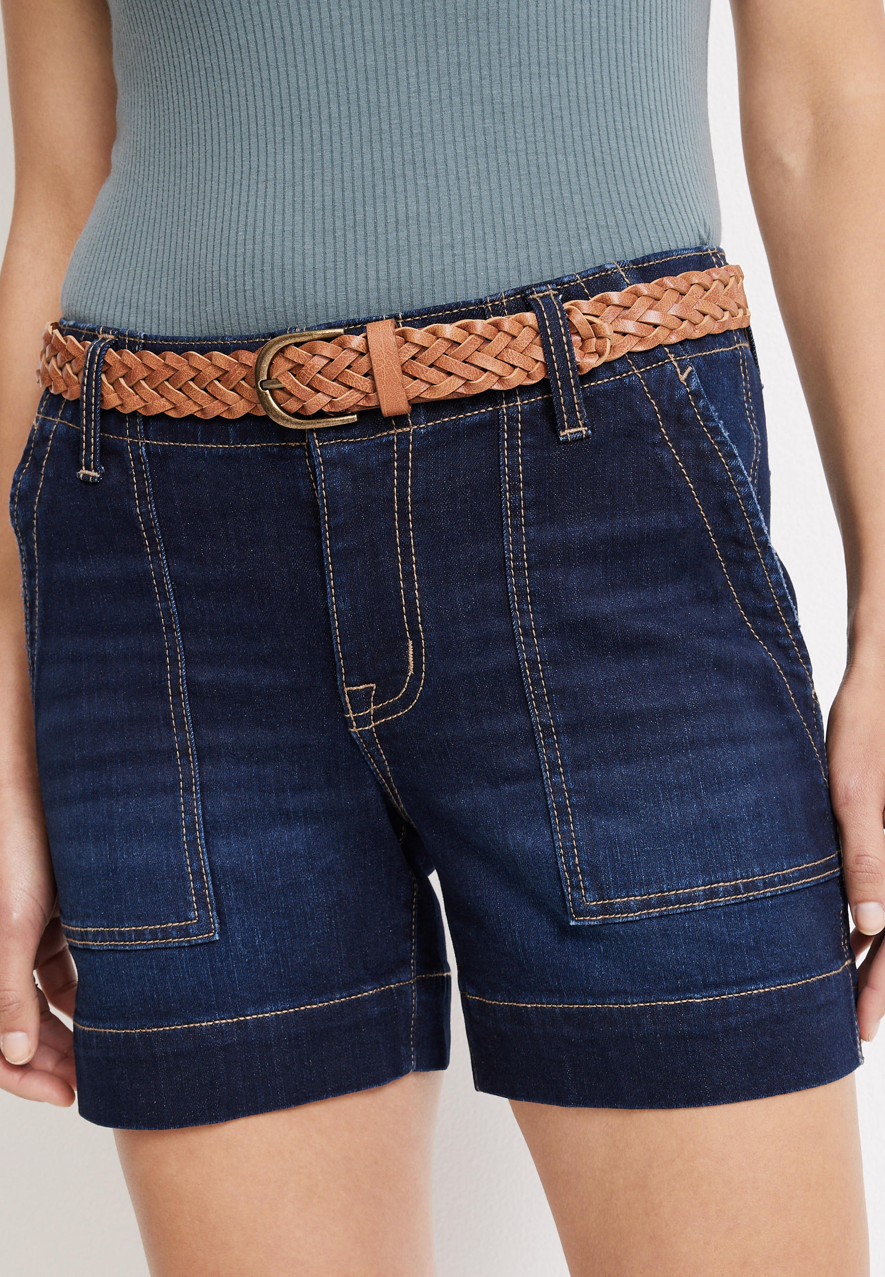 m jeans by maurices&trade; Weekender Mid Rise 5in Belted Short, C258, large