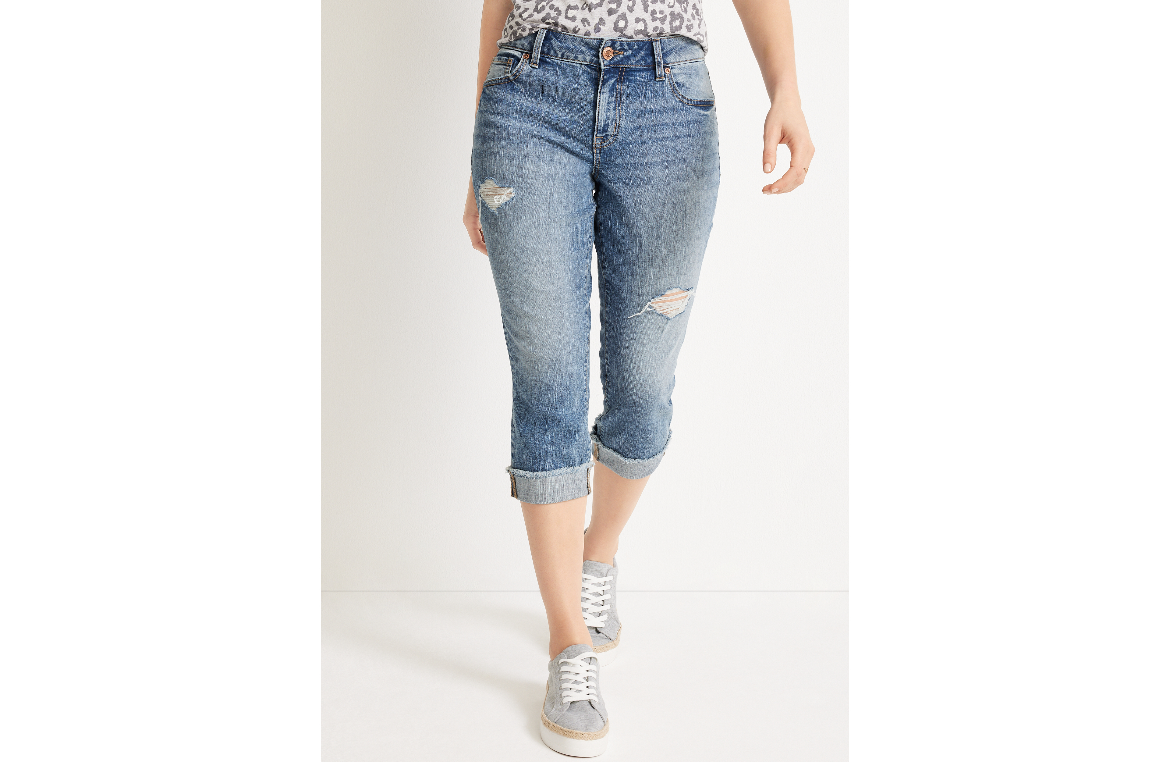 m jeans by maurices™ Curvy High Rise Ripped Capri