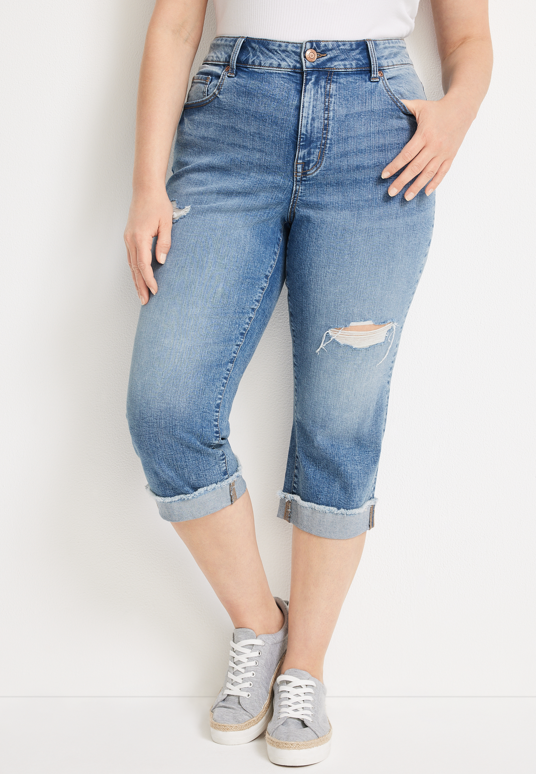 Women's Plus Embellished Denim Capris 