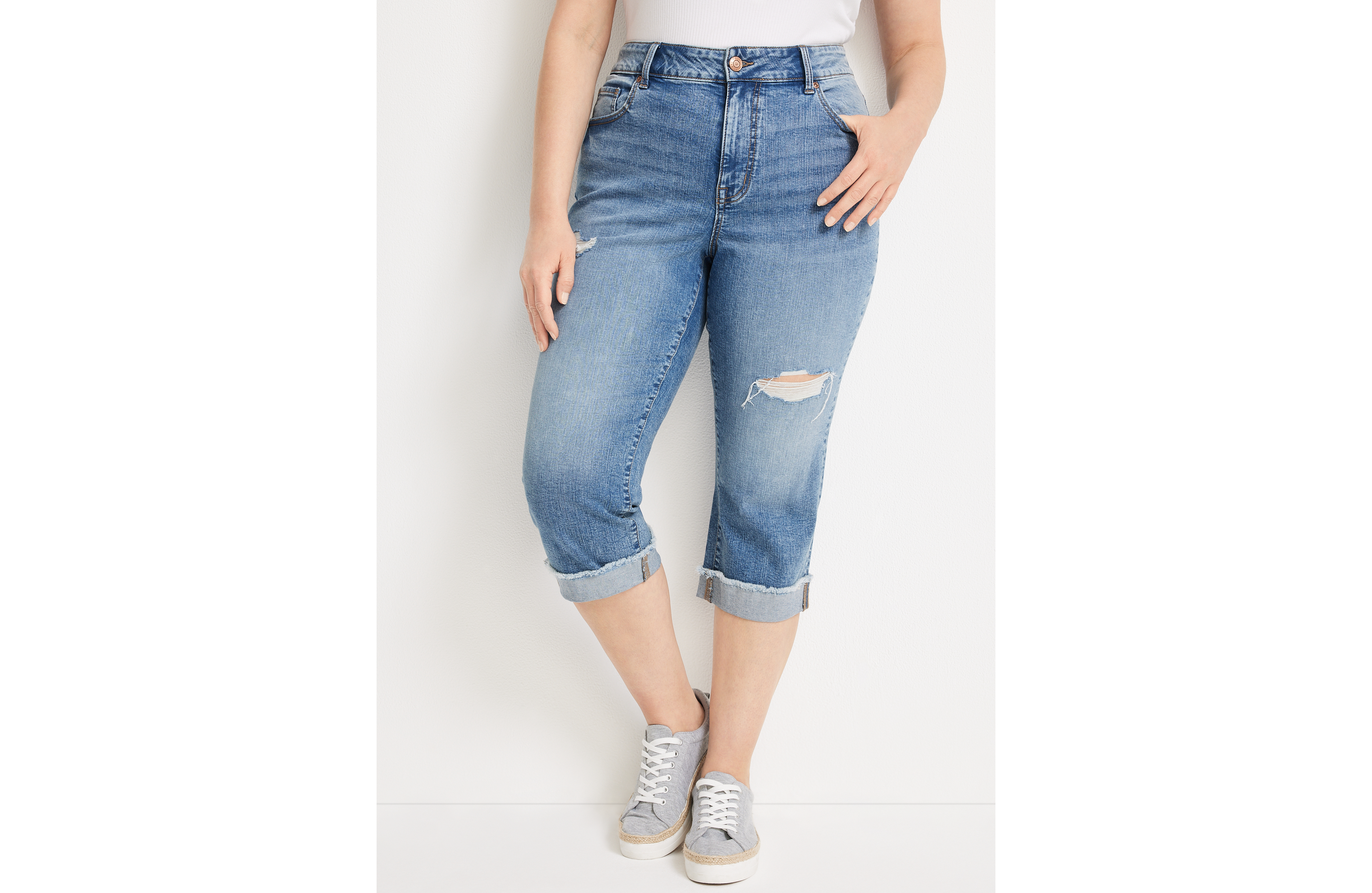 Plus m jeans by maurices™ Curvy High Rise Ripped Capri