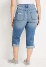 Plus Size m jeans by maurices&trade; Curvy High Rise Ripped Capri, C3337, small