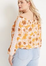 Plus Size Floral Off The Shoulder Blouse, C8319, small