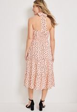 Polka Dot Halter Neck Midi Dress, C8321, small