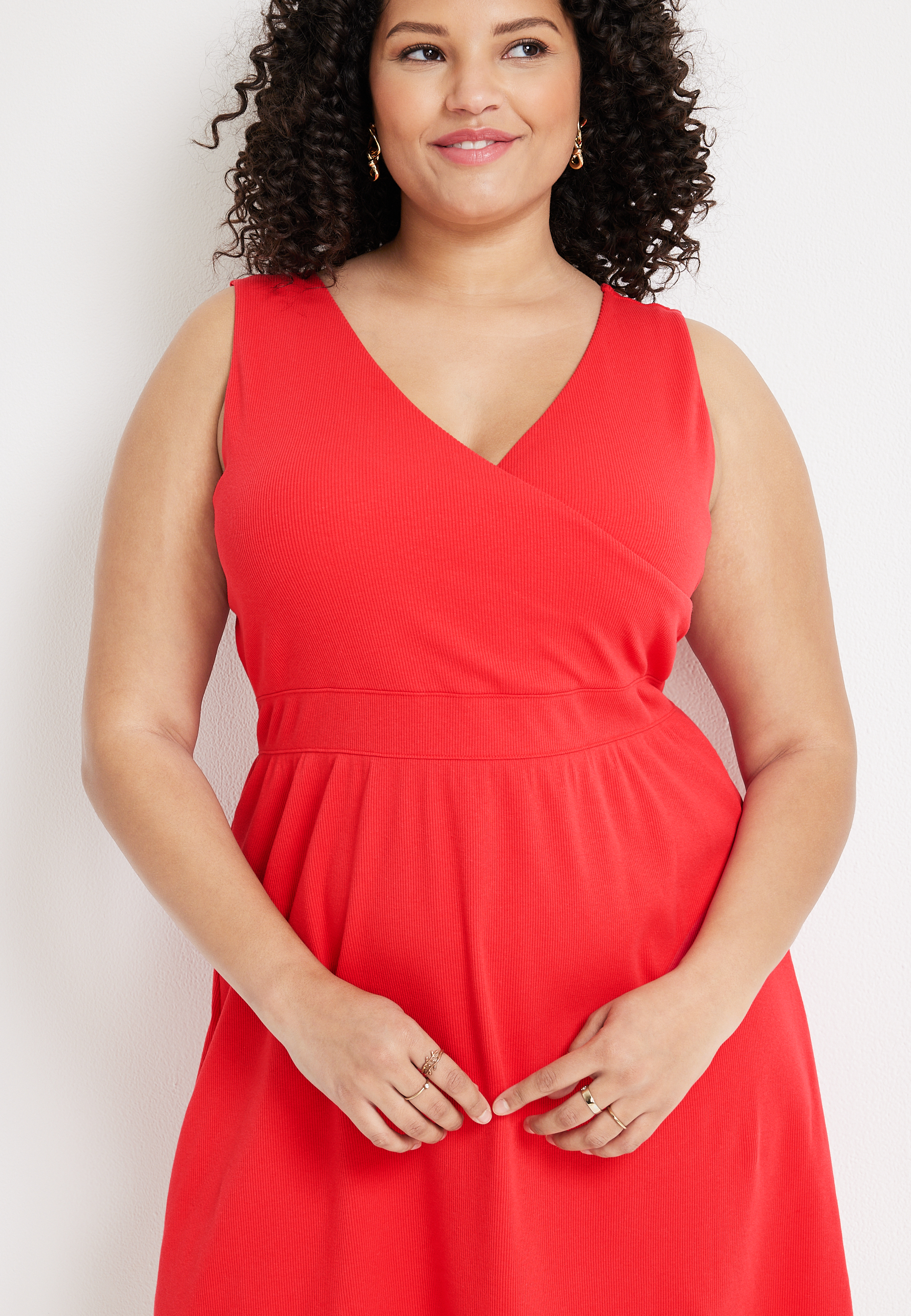 Plus Size 24/7 Sleeveless Wrap Mini Dress, C1155, large