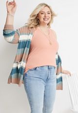 Plus Size Highline Ribbed V Neck Tank Top, , small