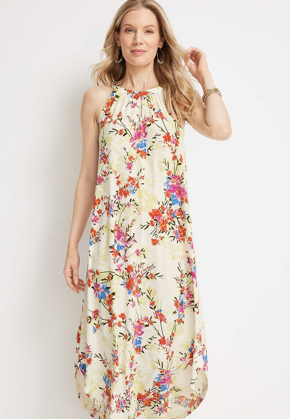 24/7 Floral Halter Neck Maxi Dress | maurices