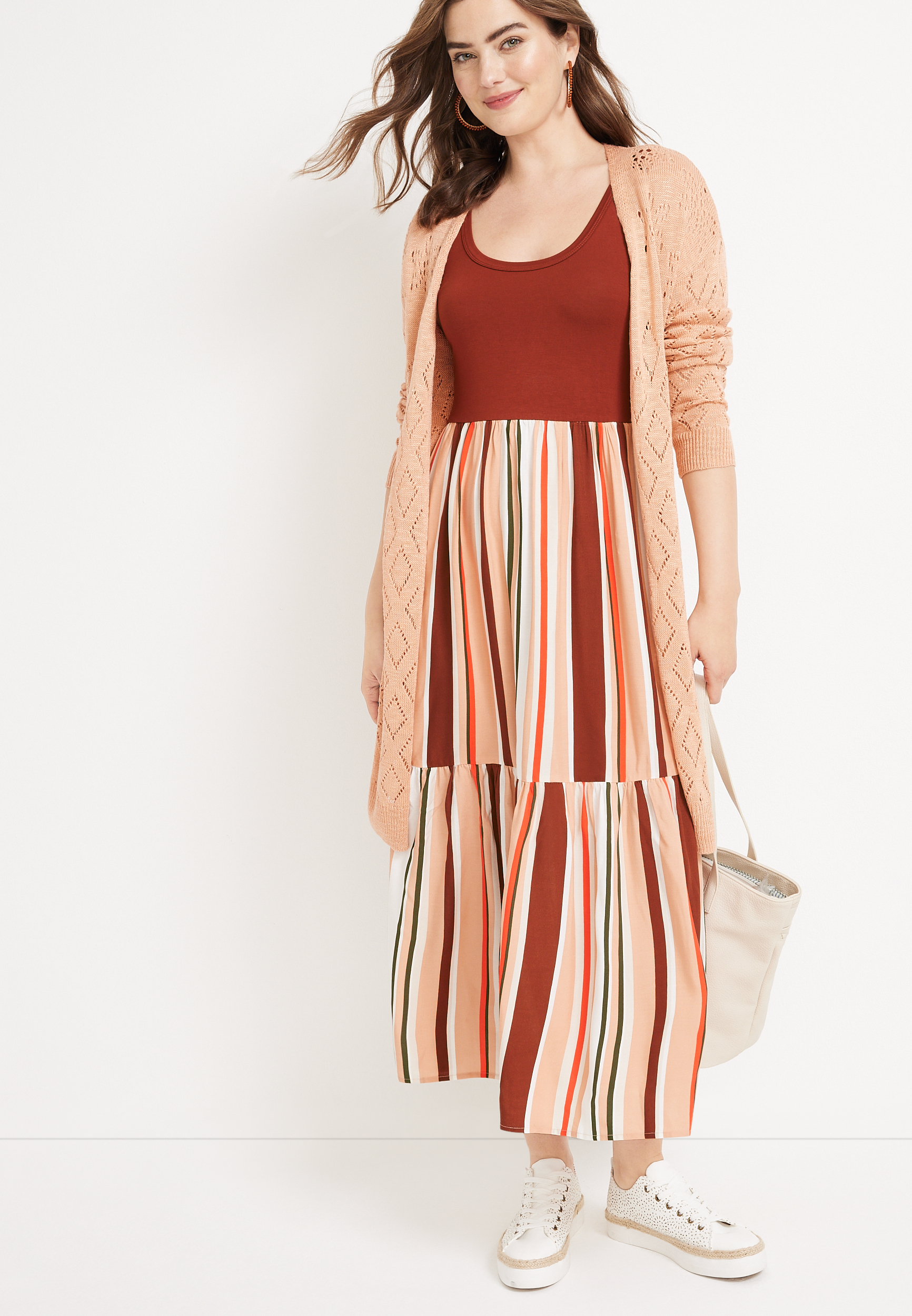 Striped Maxi Dress, C8316, large
