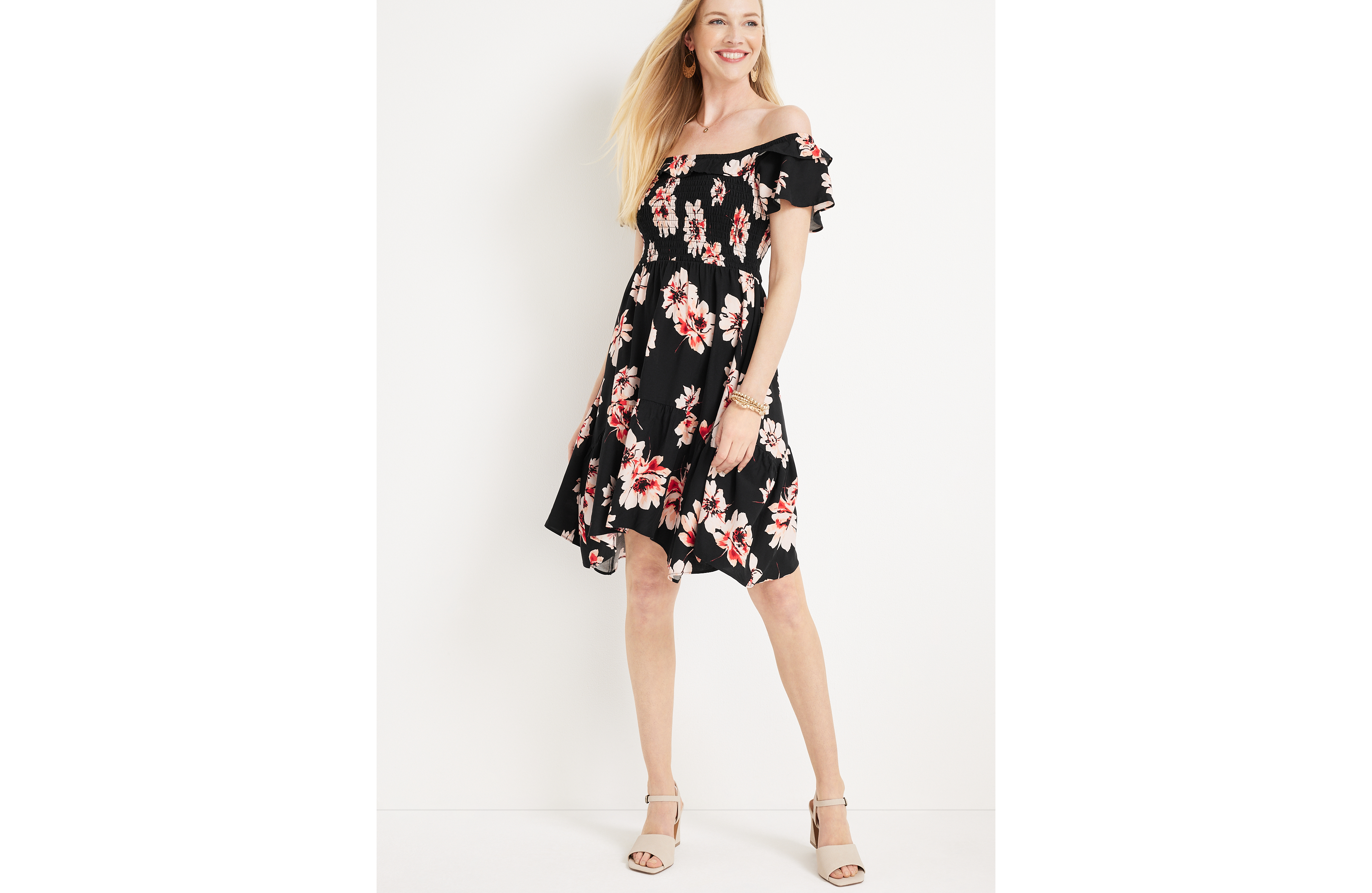 Floral Off The Shoulder Mini Dress