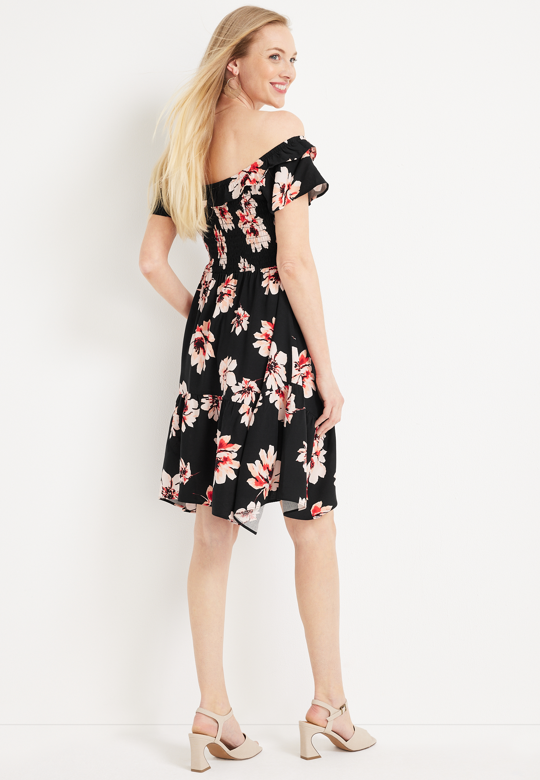 Floral Off The Shoulder Mini Dress, C1756, large