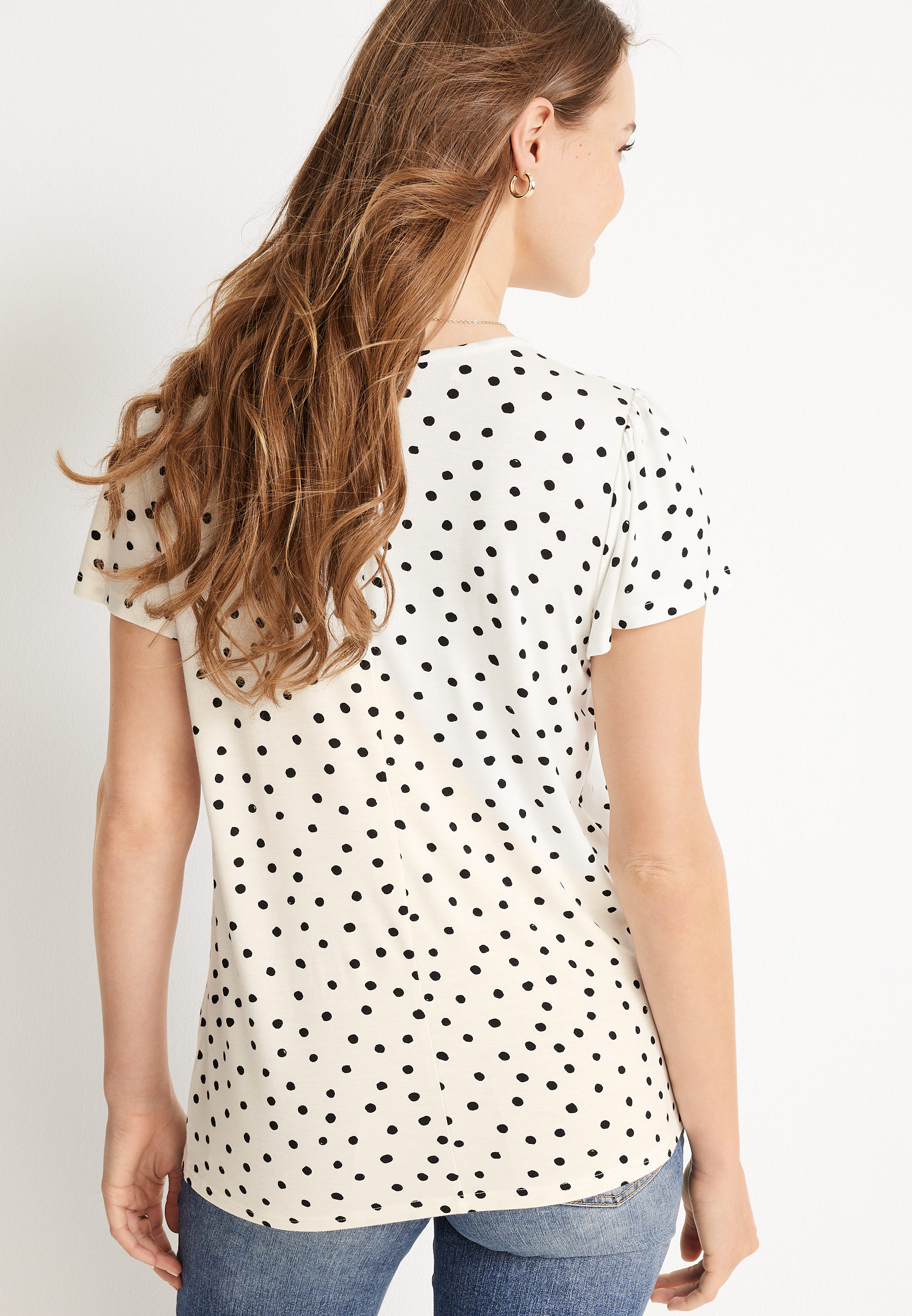 Fairlane Polka Dot Flutter Tee, SOFT WHITE COMBO, large