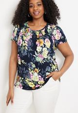 Plus Size Floral Fairlane Flutter Tee, C1943, small