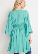Front Tie Crochet Trim Kimono, C3181, small