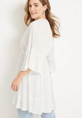 Front Tie Crochet Trim Kimono, C4673, small