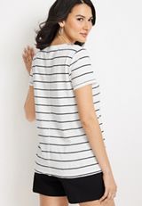 24/7 Dawson Striped V Neck Tee, C2380, small