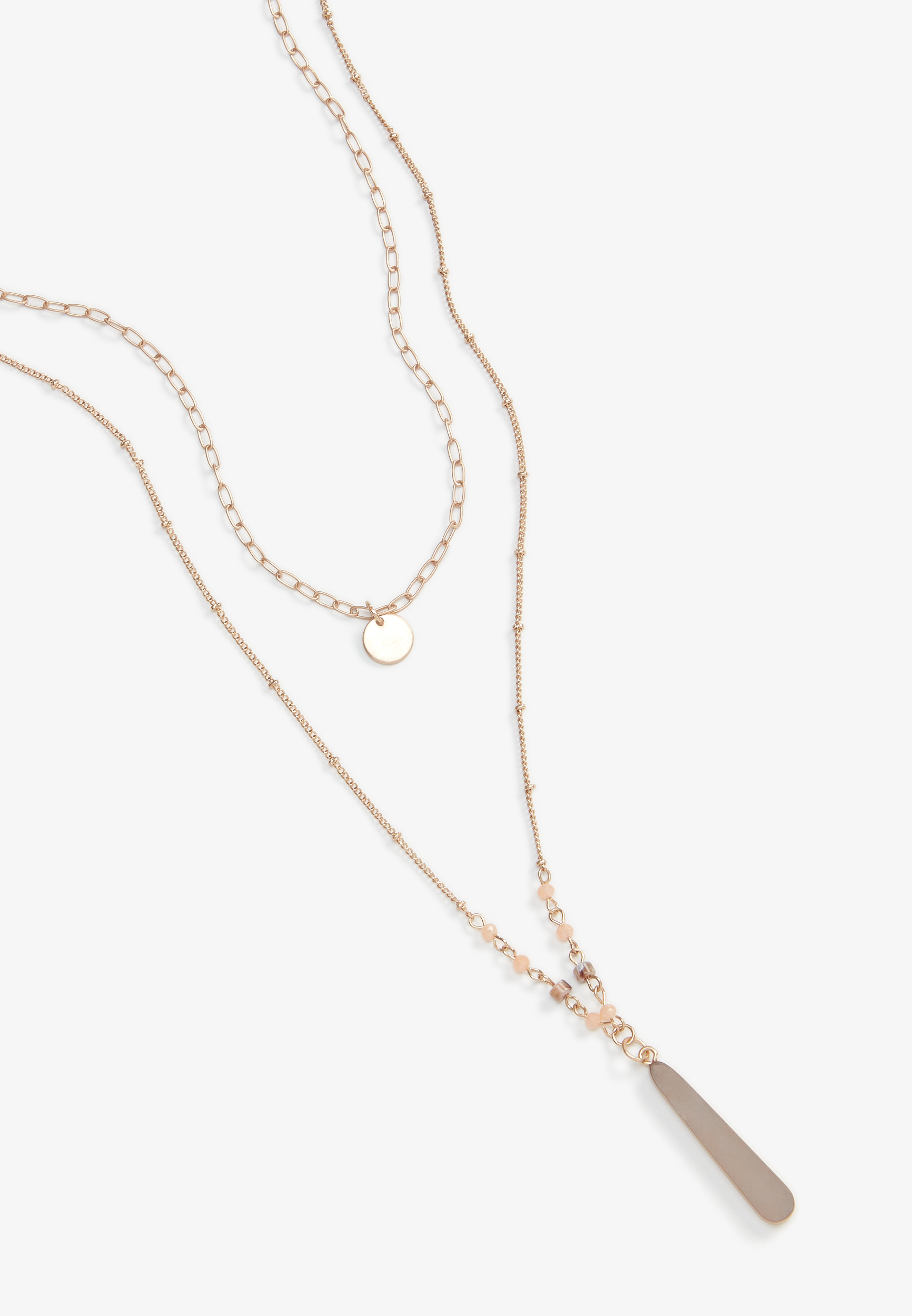 Pink Stone Layered Necklace, , large
