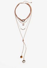 Layered Suede And Gold Choker Necklace, , small