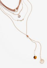Layered Suede And Gold Choker Necklace, , small