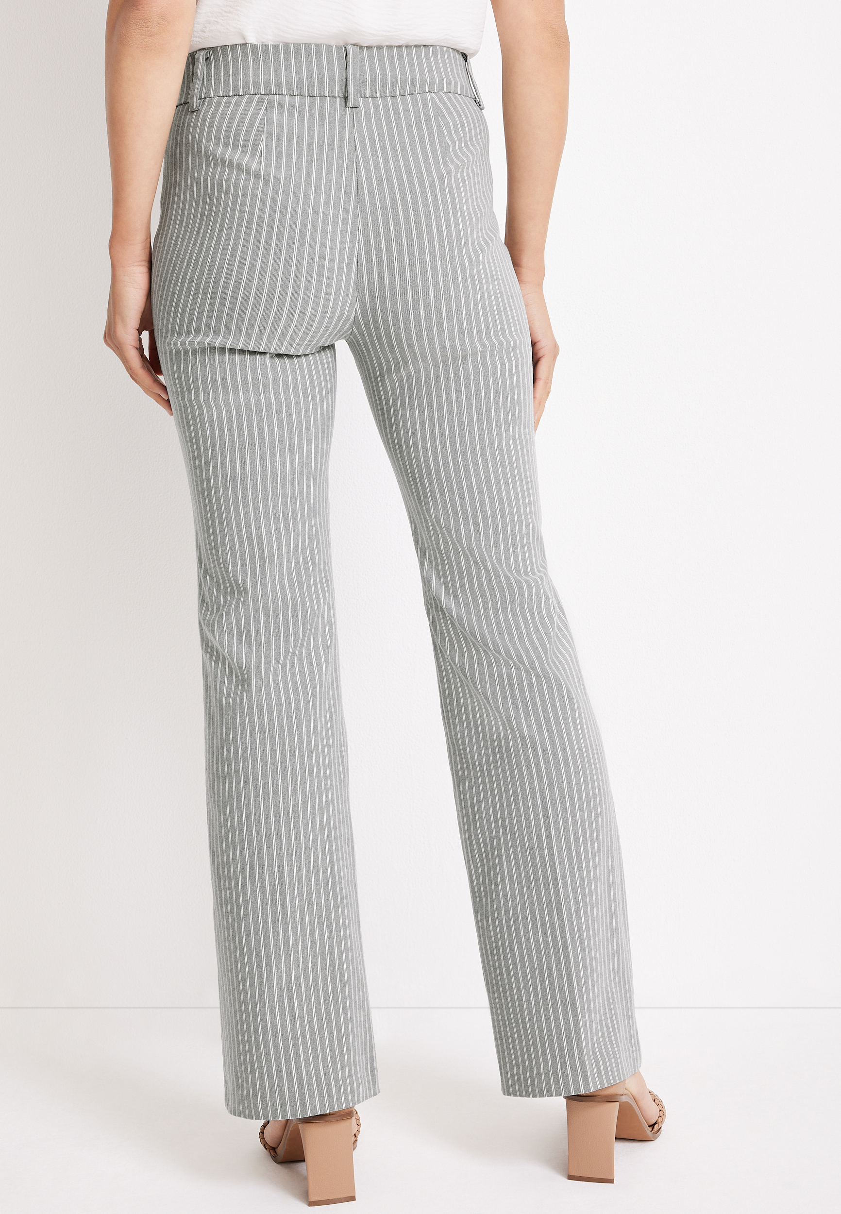 Bengaline Mid Rise Striped Flare Pant, GRAY COMBO, large