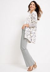 Bengaline Mid Rise Striped Flare Pant, GRAY COMBO, small