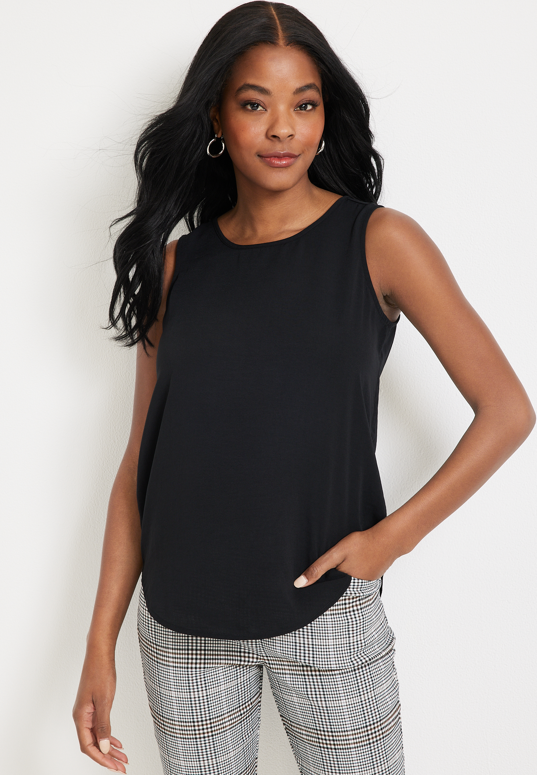 Delton Solid Zipper Back Tank | maurices