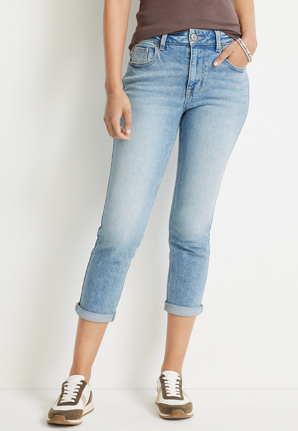 m jeans by maurices™ Straight High Rise Rolled Hem Cropped Jean | maurices