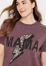 Plus Size Mama Leopard Lighting Bolt Graphic Tee, C3215, small