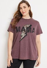 Plus Size Mama Leopard Lighting Bolt Graphic Tee, C3215, small