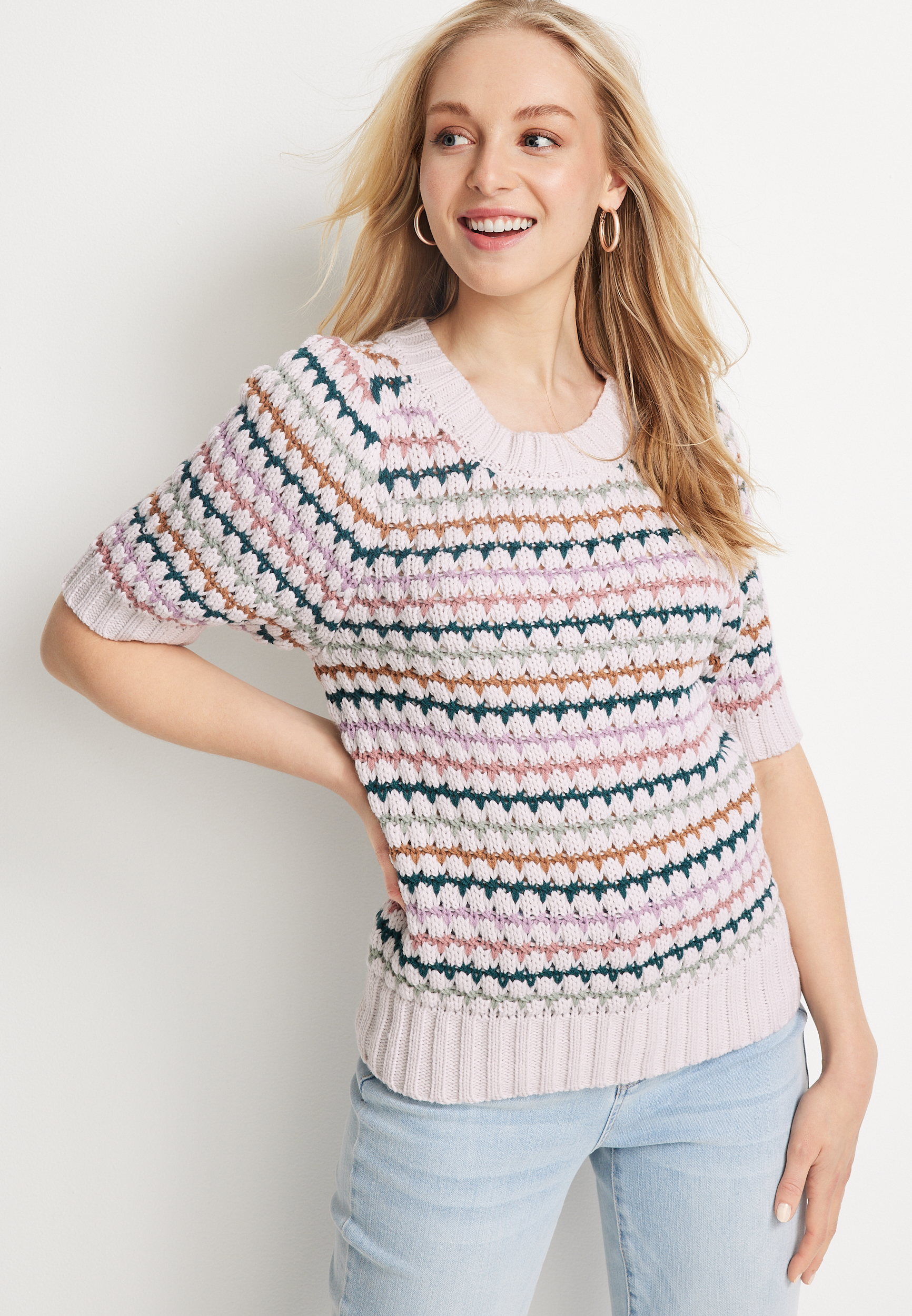 Striped Crochet Sweater | maurices