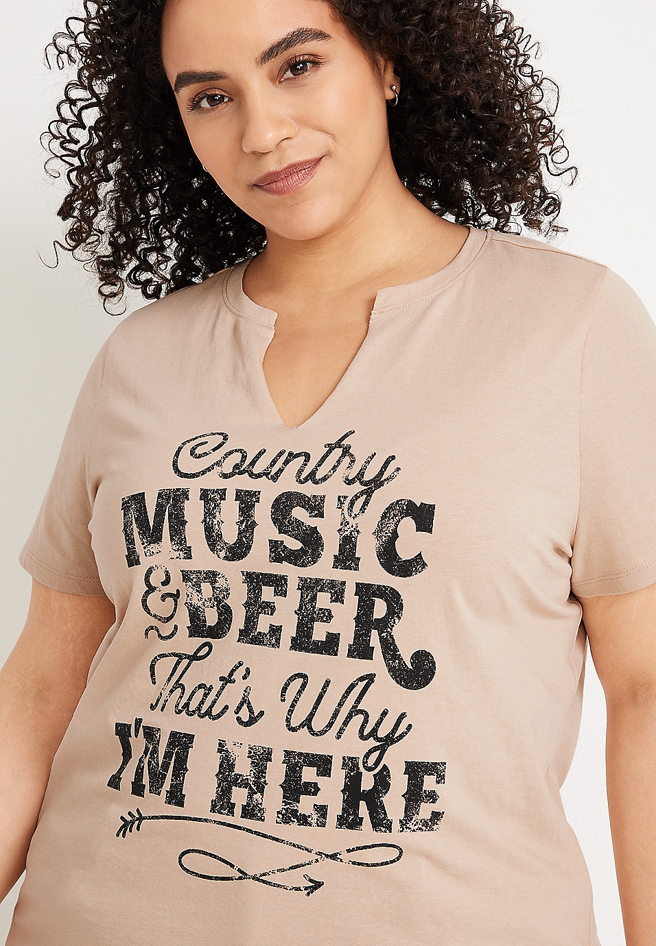 Plus Size Country Music And Graphic Tee |
