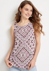24/7 Mara Patchwork High Neck Tank Top, C2380, small