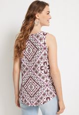 24/7 Mara Patchwork High Neck Tank Top, C2380, small
