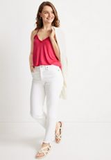 Solid Ruffle Trim V Neck Cami, C6570, small