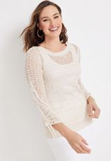 Open Stitch Cinch Sleeve Sweater, C2983, small