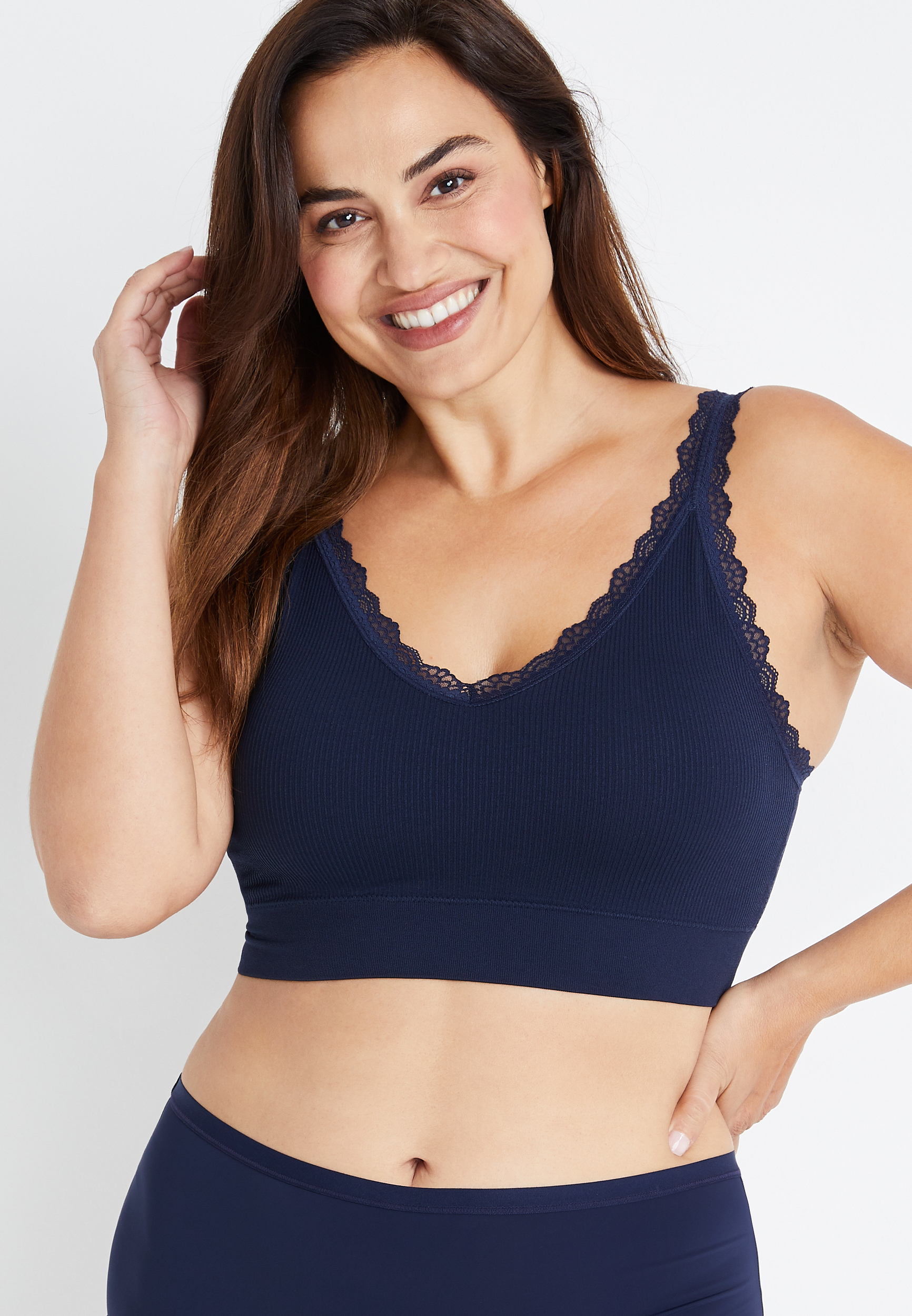 True Stretch Seamless Lace Strap Bralette